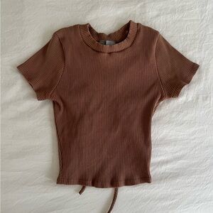 Mauve Tie Back Crop Top Ribbed Tilly’s